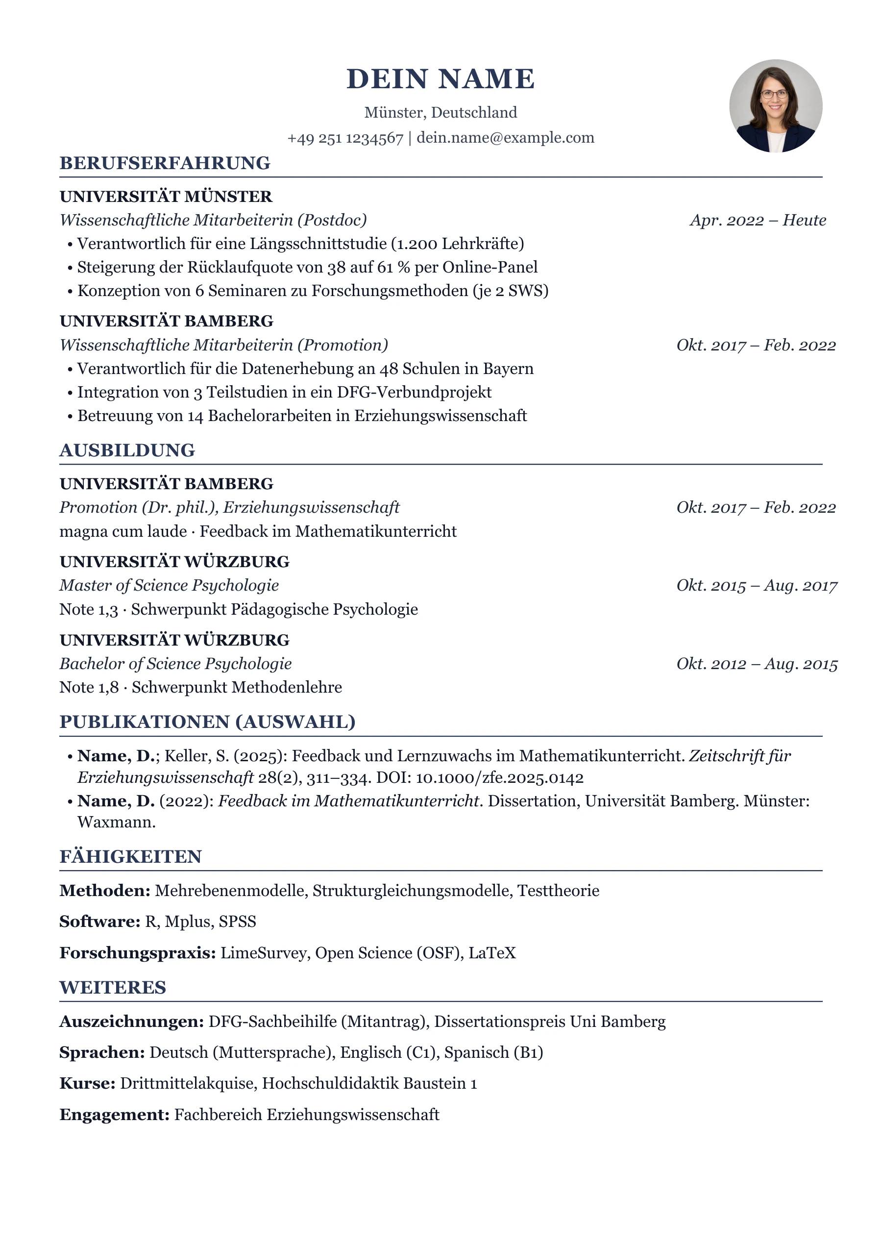 Akademischer Lebenslauf allgemein · Kompakt