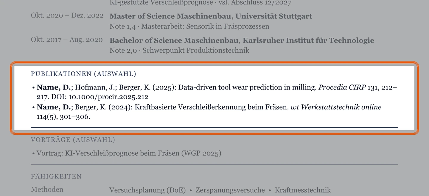 Publikationen im Muster – Muster Promotion & wissenschaftliche Mitarbeit