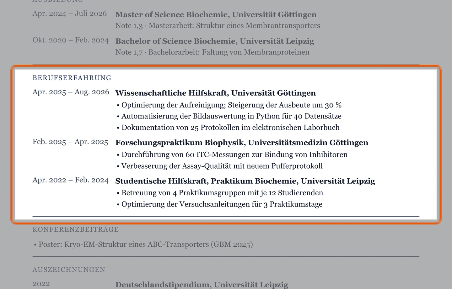 Werdegang im Muster – Muster Bewerbung auf eine Promotionsstelle