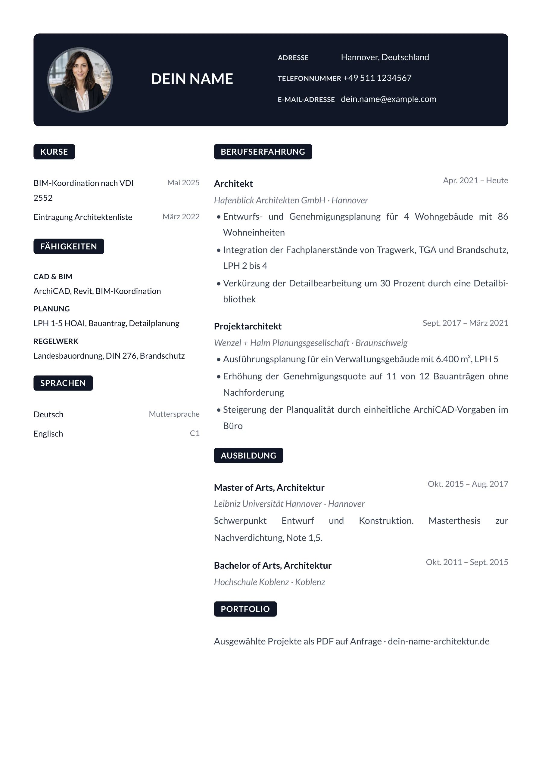 Architekt allgemein · Modern