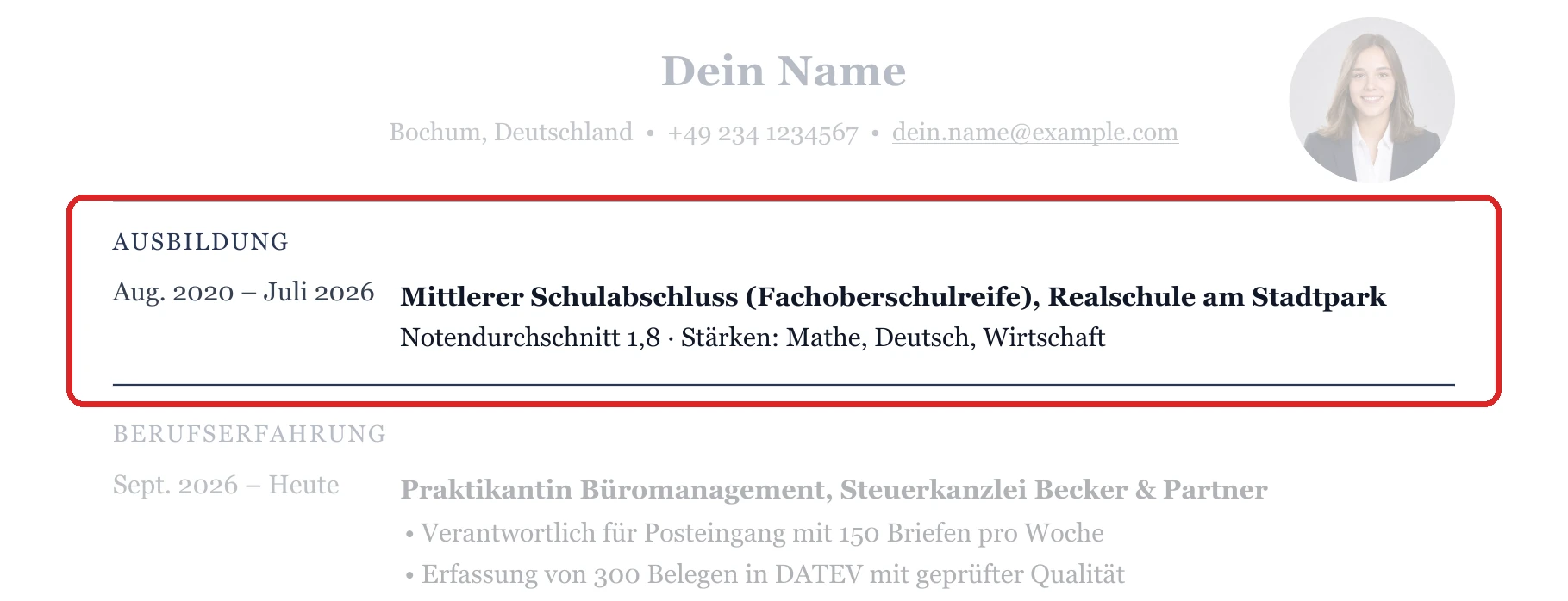 Schulbildung im Muster – Muster Ausbildung allgemein