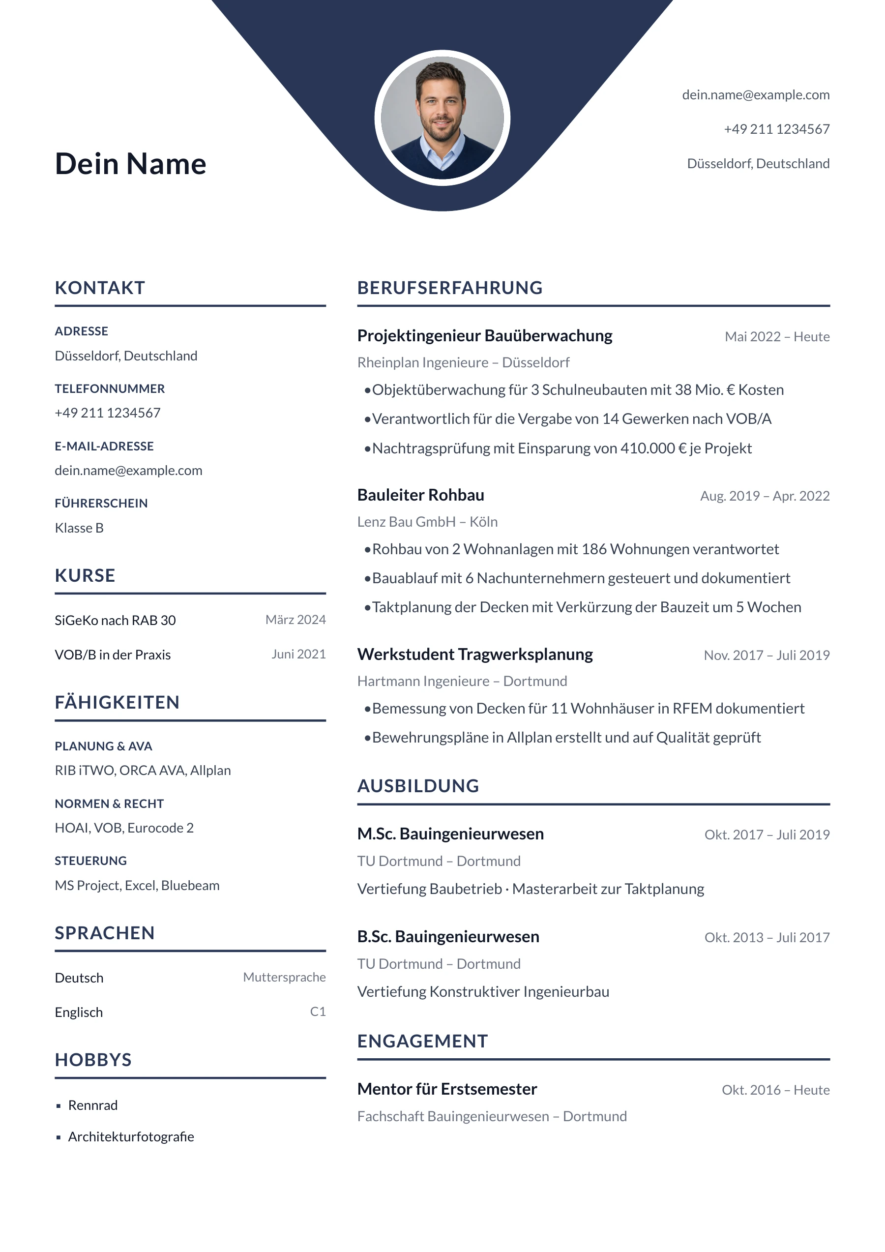 Bauingenieur allgemein · Geometrisch zentriert