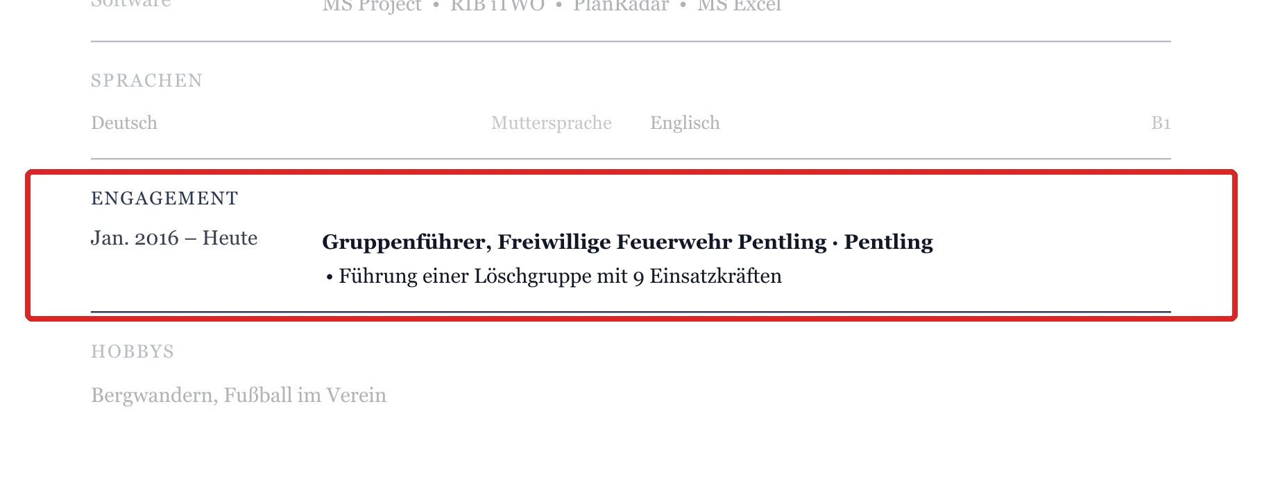 Engagement im Muster – Bauleiter*in – allgemein
