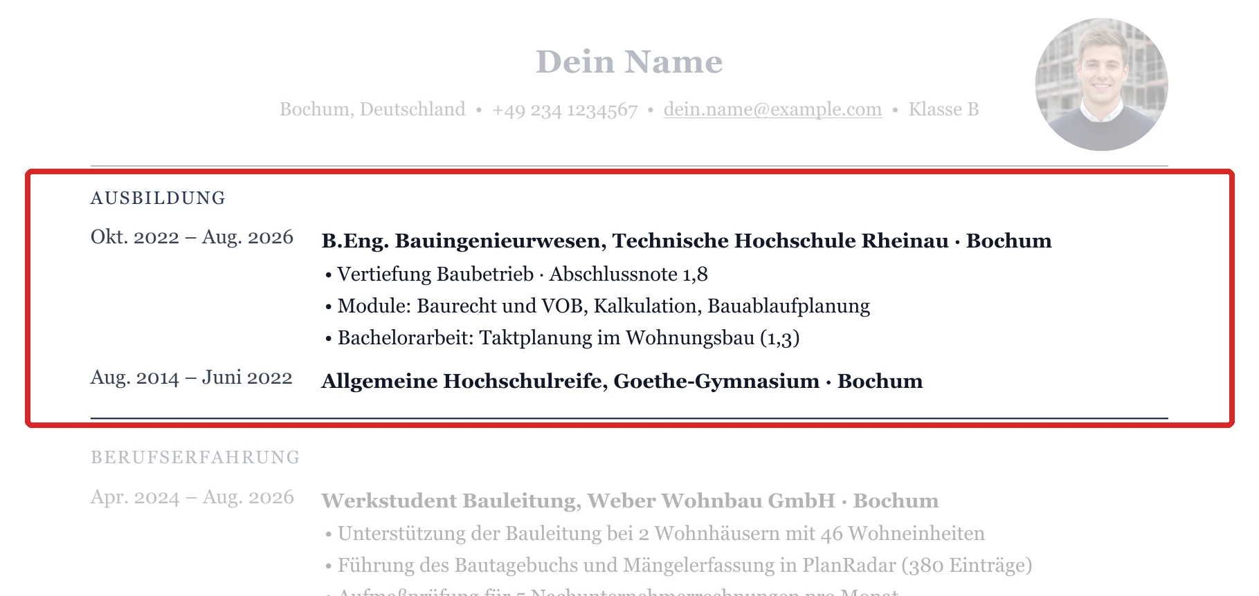 Ausbildung im Muster – Junior-Bauleitung & Berufseinstieg