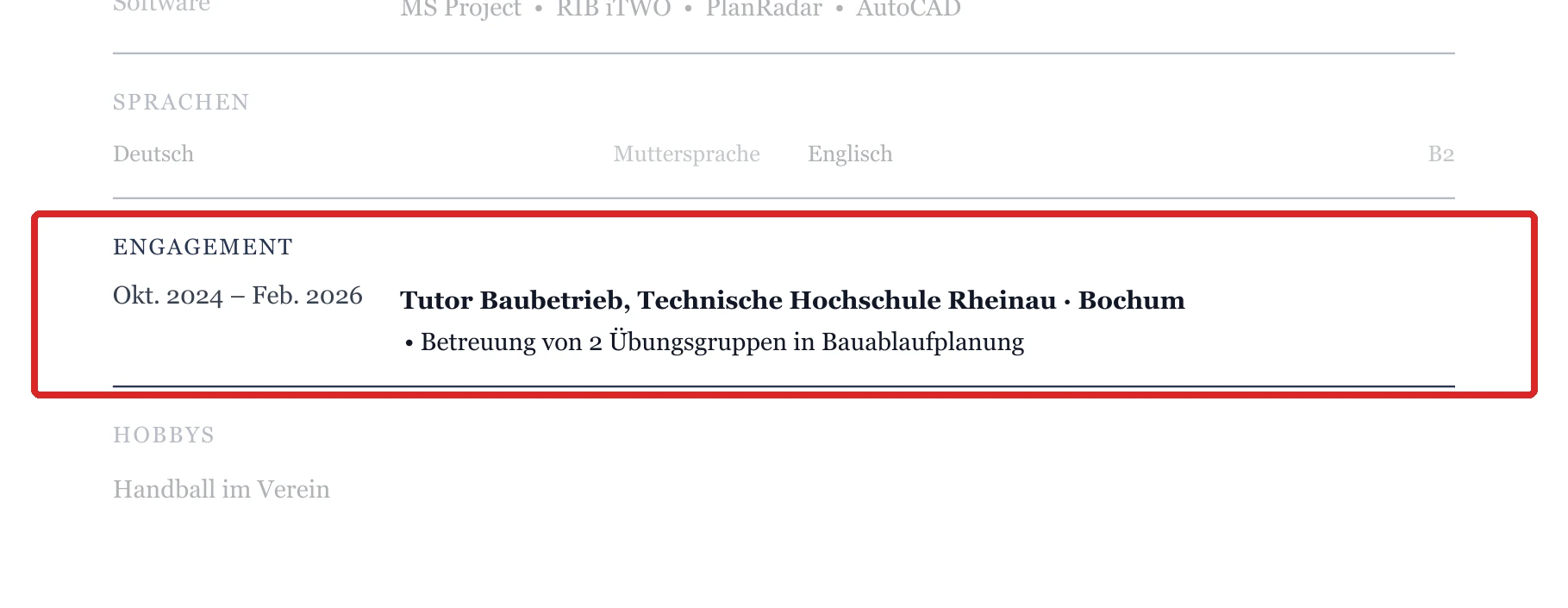 Engagement im Muster – Junior-Bauleitung & Berufseinstieg