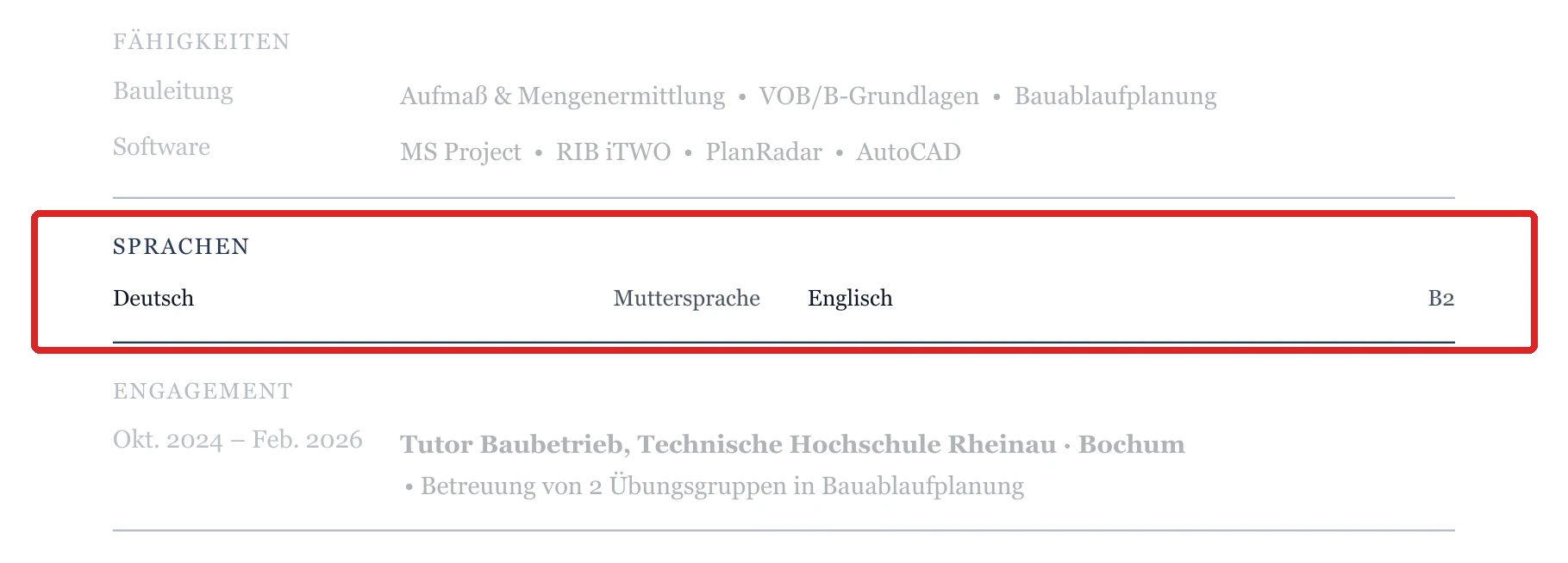 Sprachen im Muster – Junior-Bauleitung & Berufseinstieg