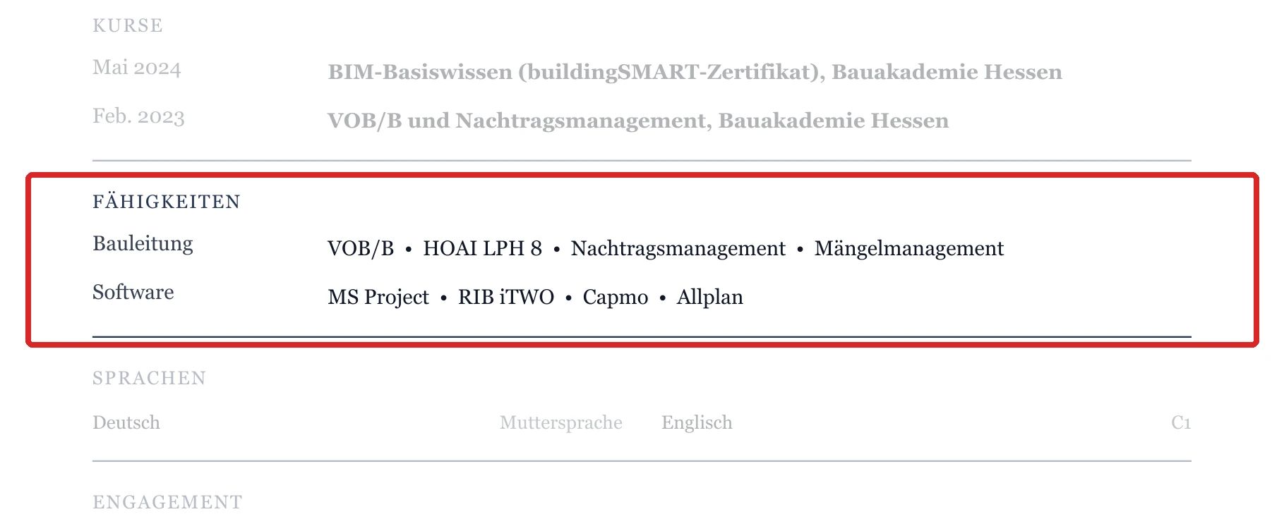Kenntnisse im Muster – Hochbau & Schlüsselfertigbau