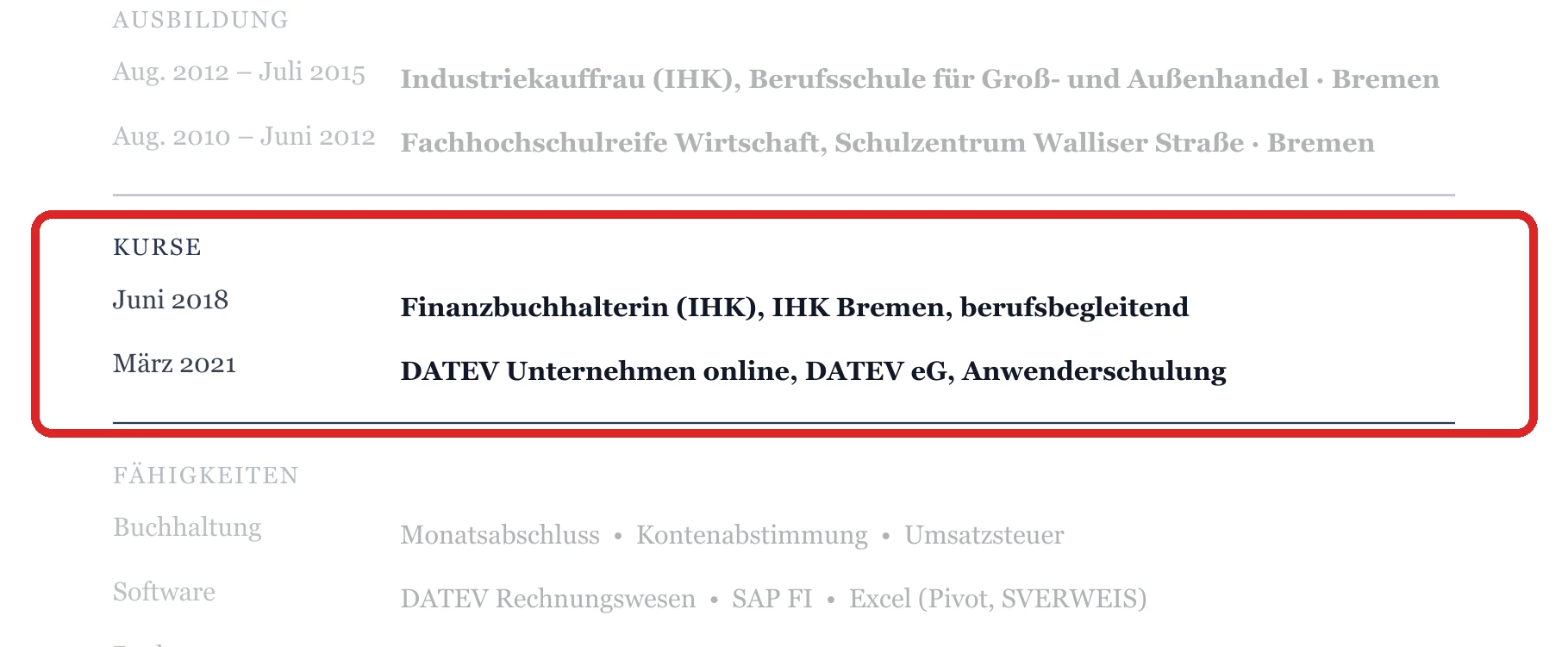 Weiterbildungen im Muster – Buchhalter*in – allgemein