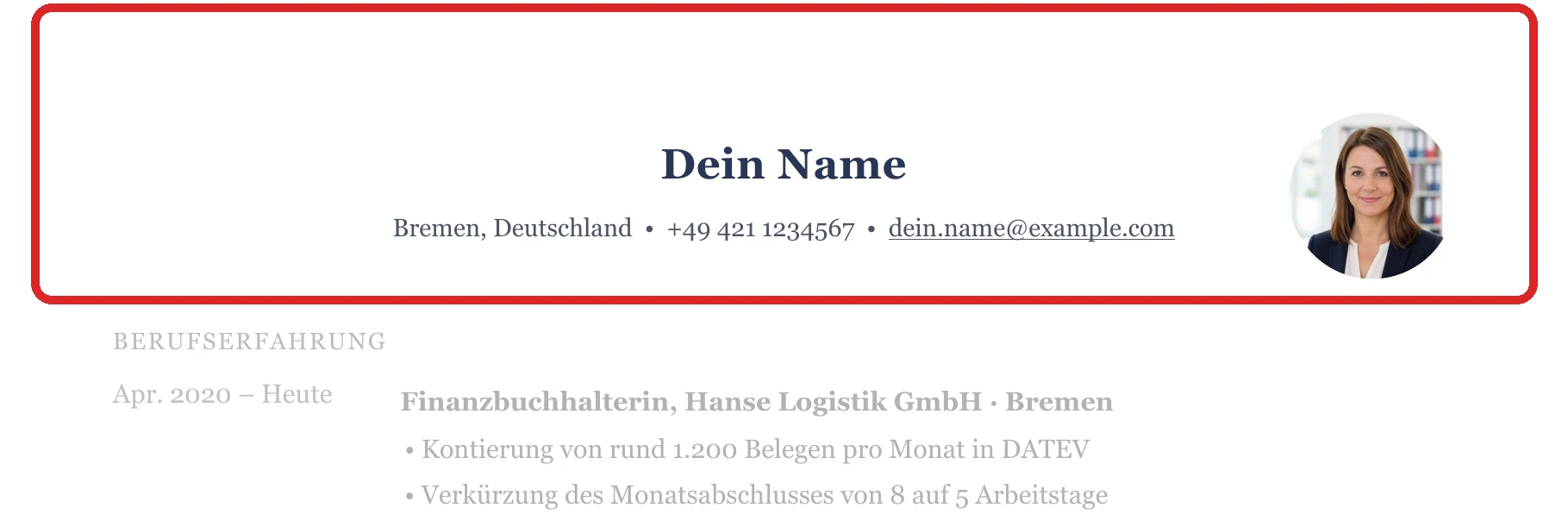 Persönliche Angaben im Muster – Buchhalter*in – allgemein