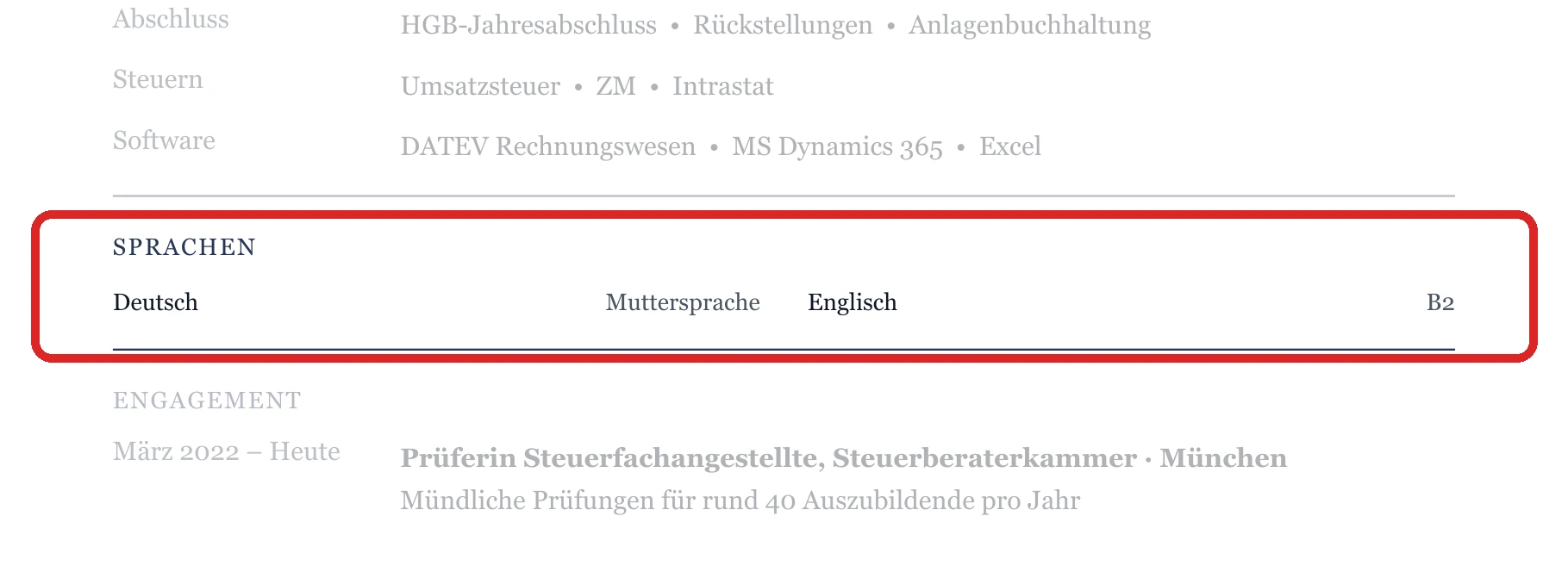Sprachen im Muster – Bilanzbuchhaltung