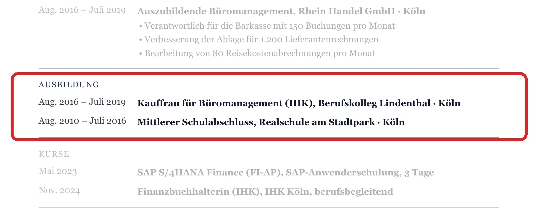 Ausbildung im Muster – Kreditoren & Debitoren