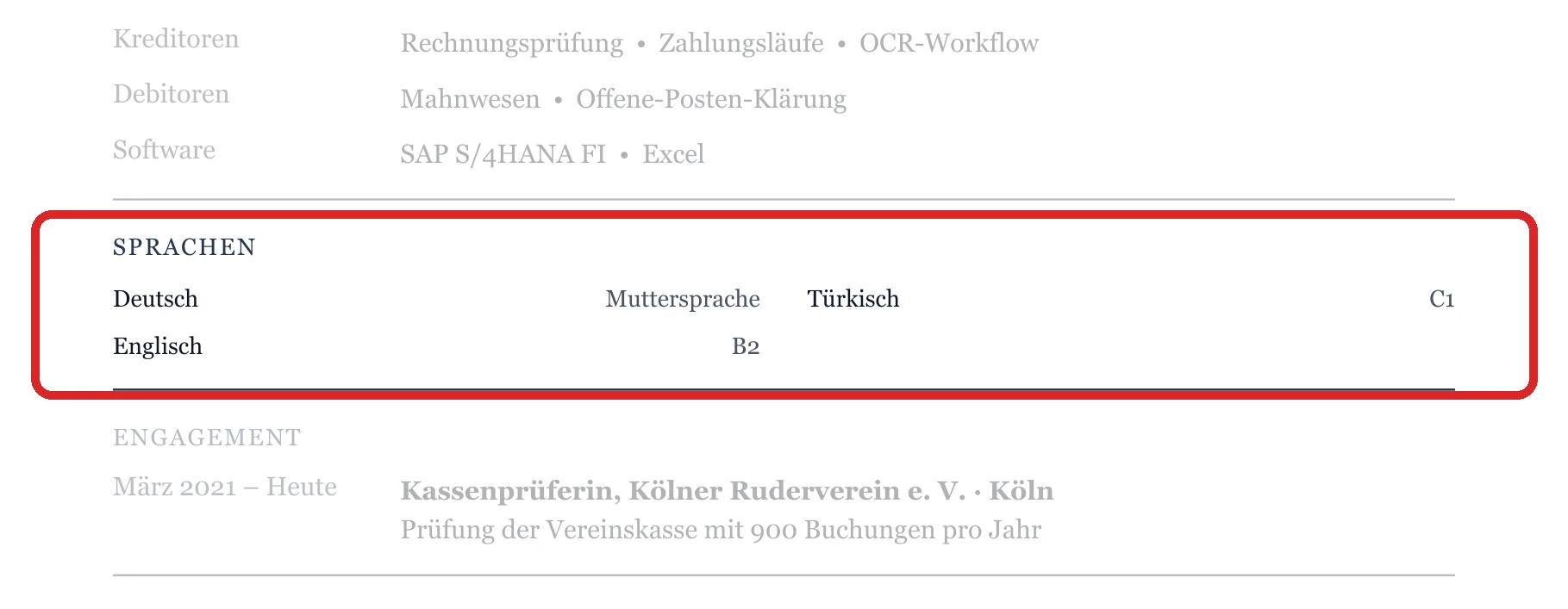 Sprachen im Muster – Kreditoren & Debitoren