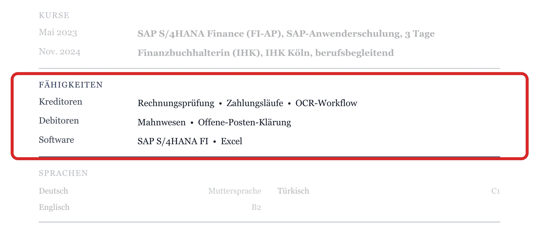 Kenntnisse im Muster – Kreditoren & Debitoren