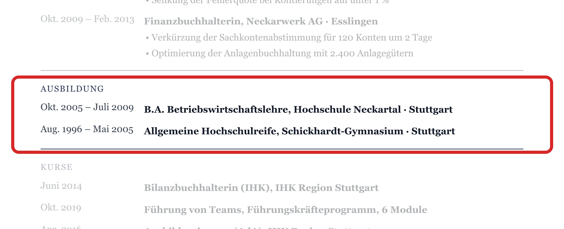 Ausbildung im Muster – Leitung Buchhaltung