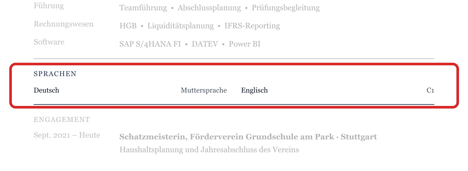 Sprachen im Muster – Leitung Buchhaltung