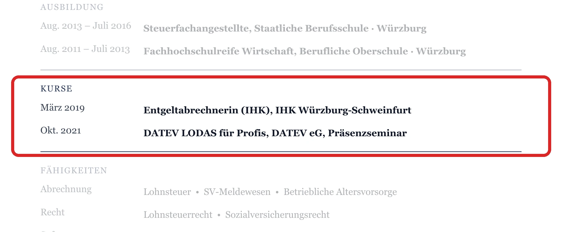 Weiterbildungen im Muster – Lohn & Gehalt