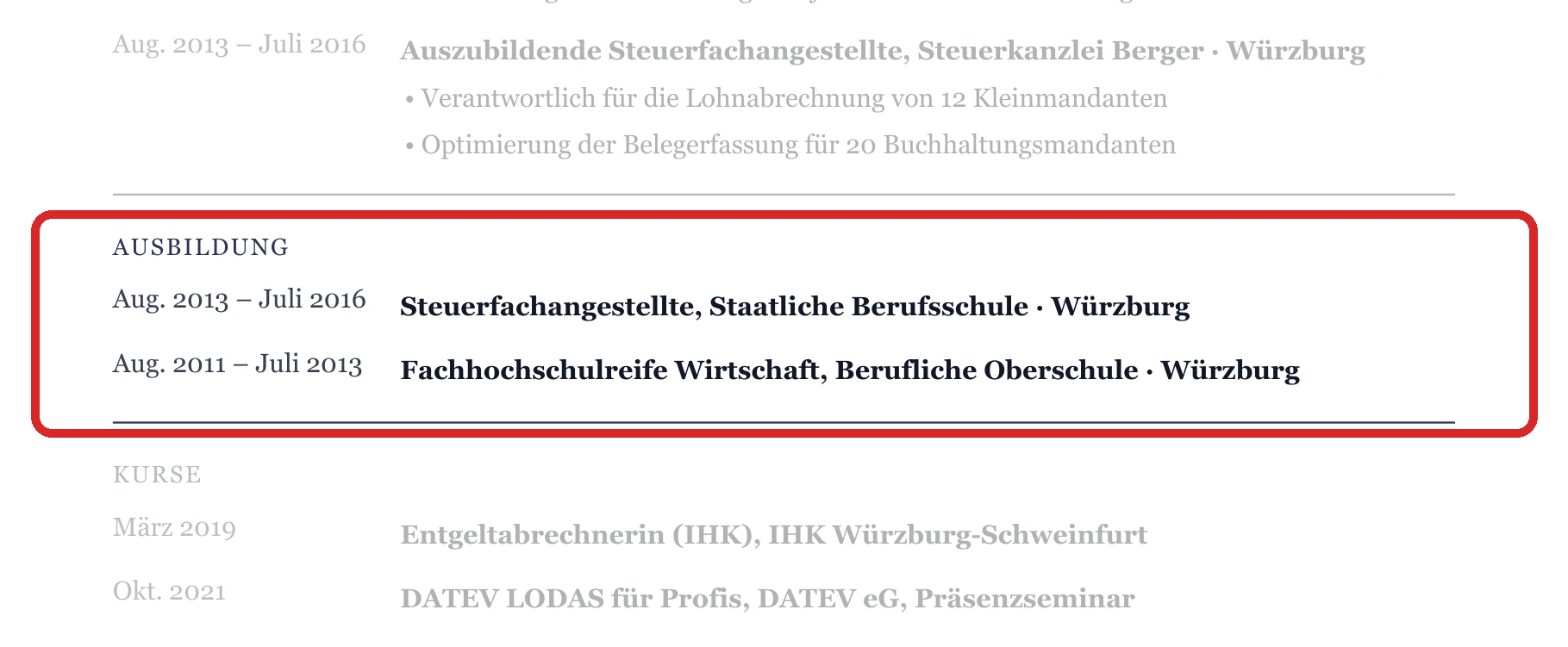 Ausbildung im Muster – Lohn & Gehalt