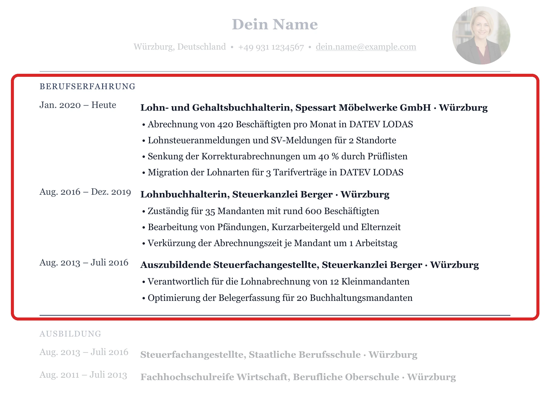 Berufserfahrung im Muster – Lohn & Gehalt