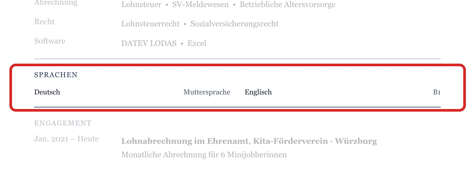 Sprachen im Muster – Lohn & Gehalt