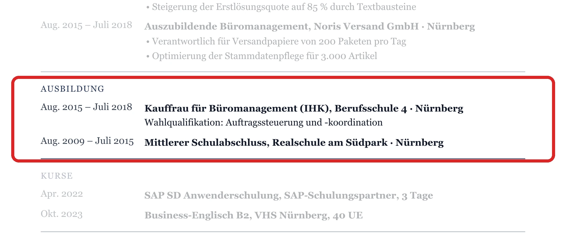 Ausbildung im Muster – Auftragsabwicklung & Kundenservice
