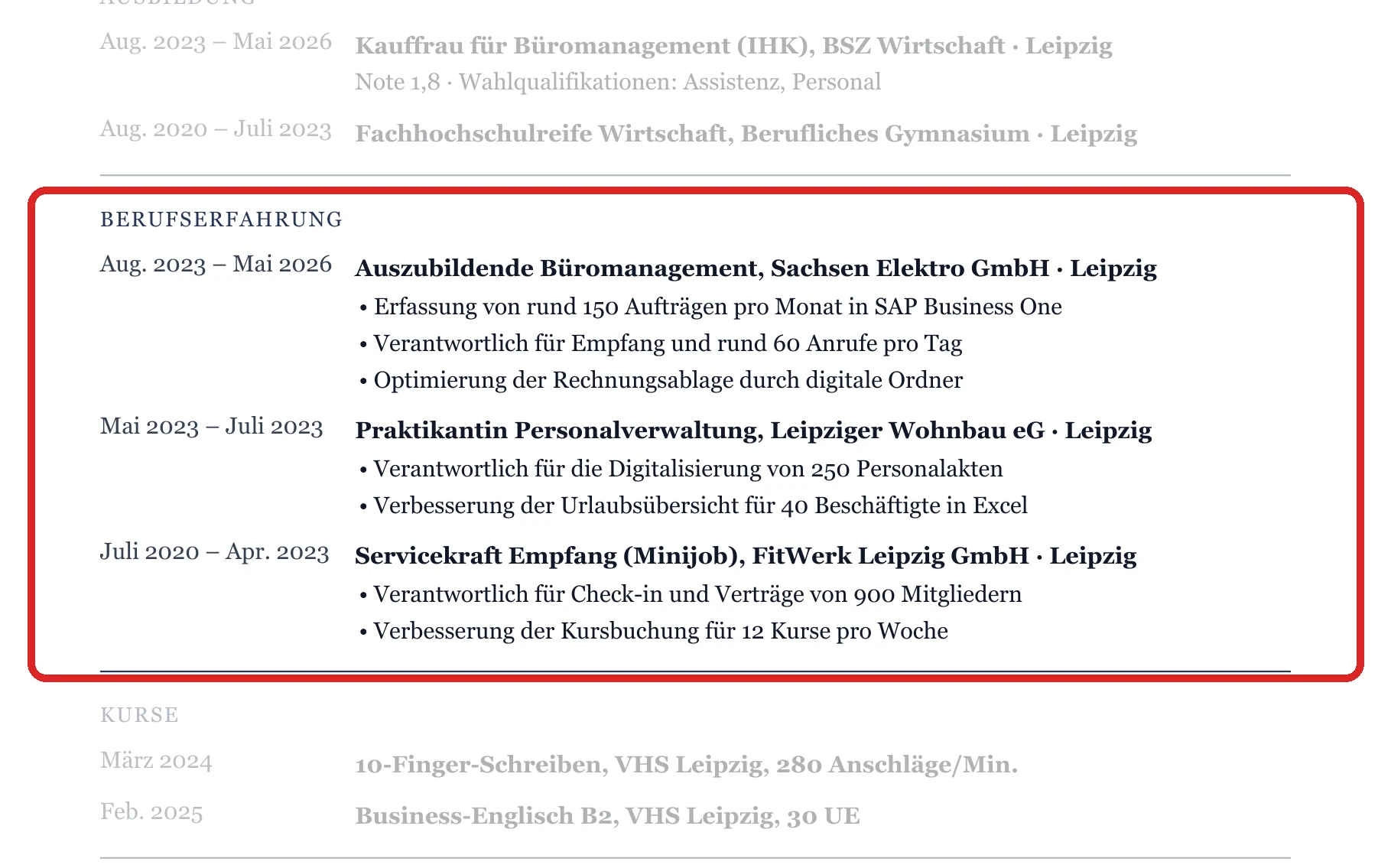 Berufserfahrung im Muster – Ausbildung & Berufseinstieg