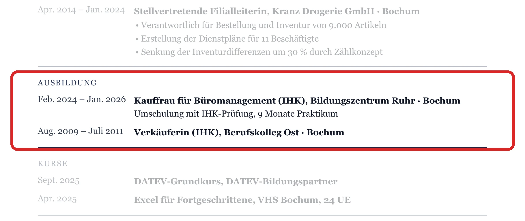 Ausbildung im Muster – Umschulung & Wiedereinstieg