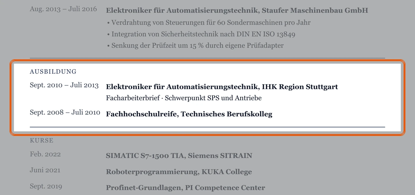 Ausbildung im Muster – Muster Automatisierungstechnik
