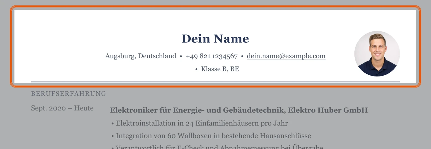 Persönliche Angaben im Muster – Muster Energie- & Gebäudetechnik
