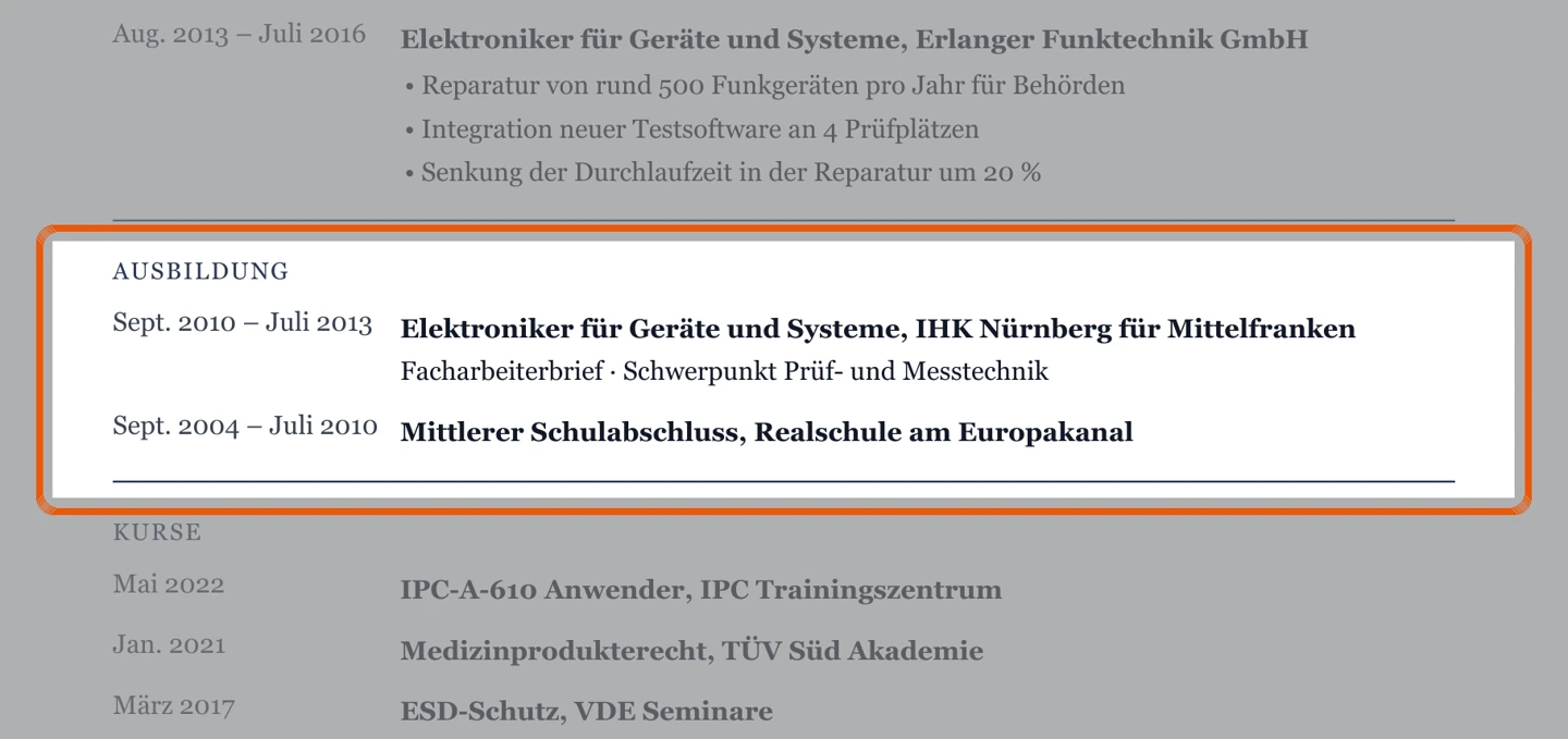 Ausbildung im Muster – Muster Geräte & Systeme