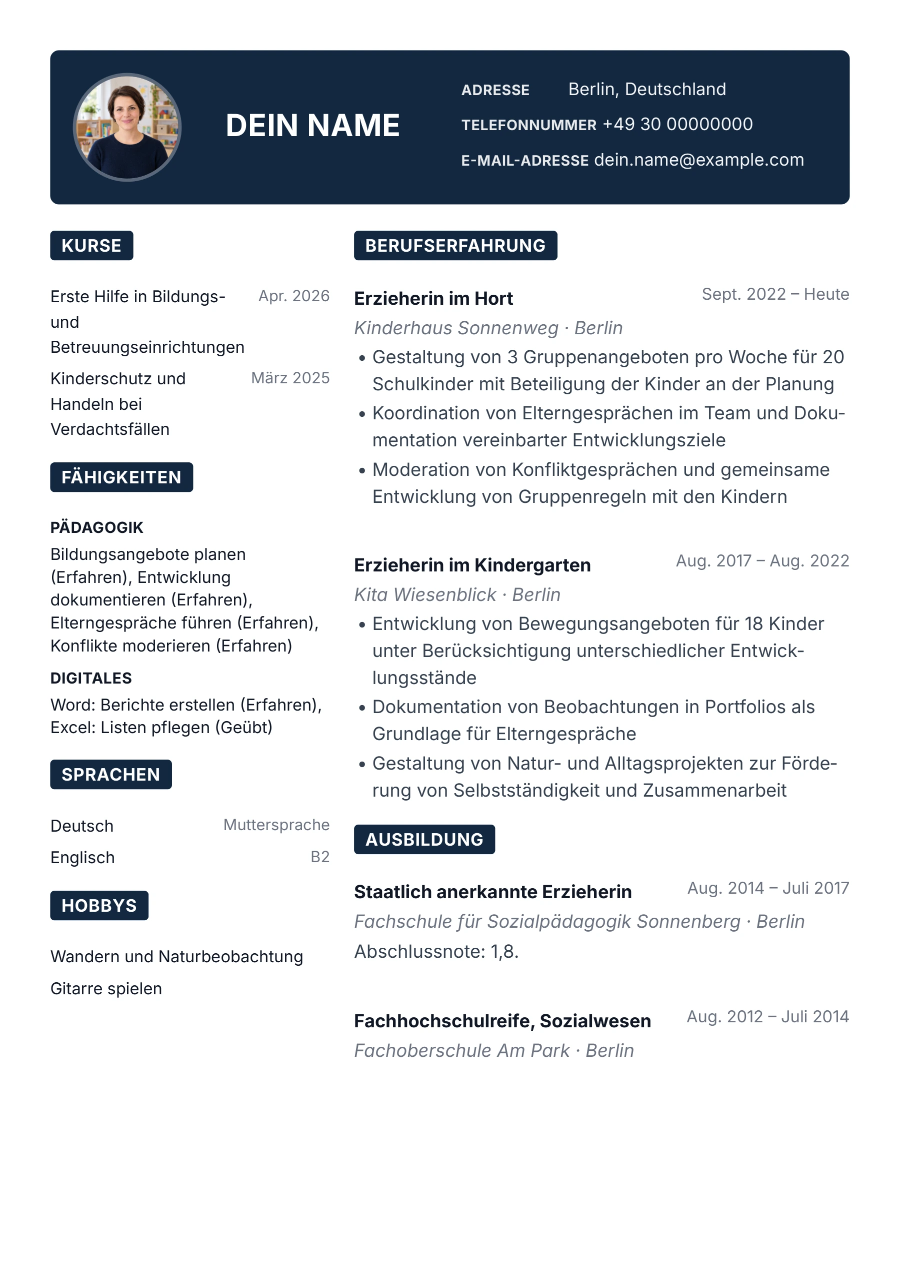 Erzieher*in – allgemein · Modern
