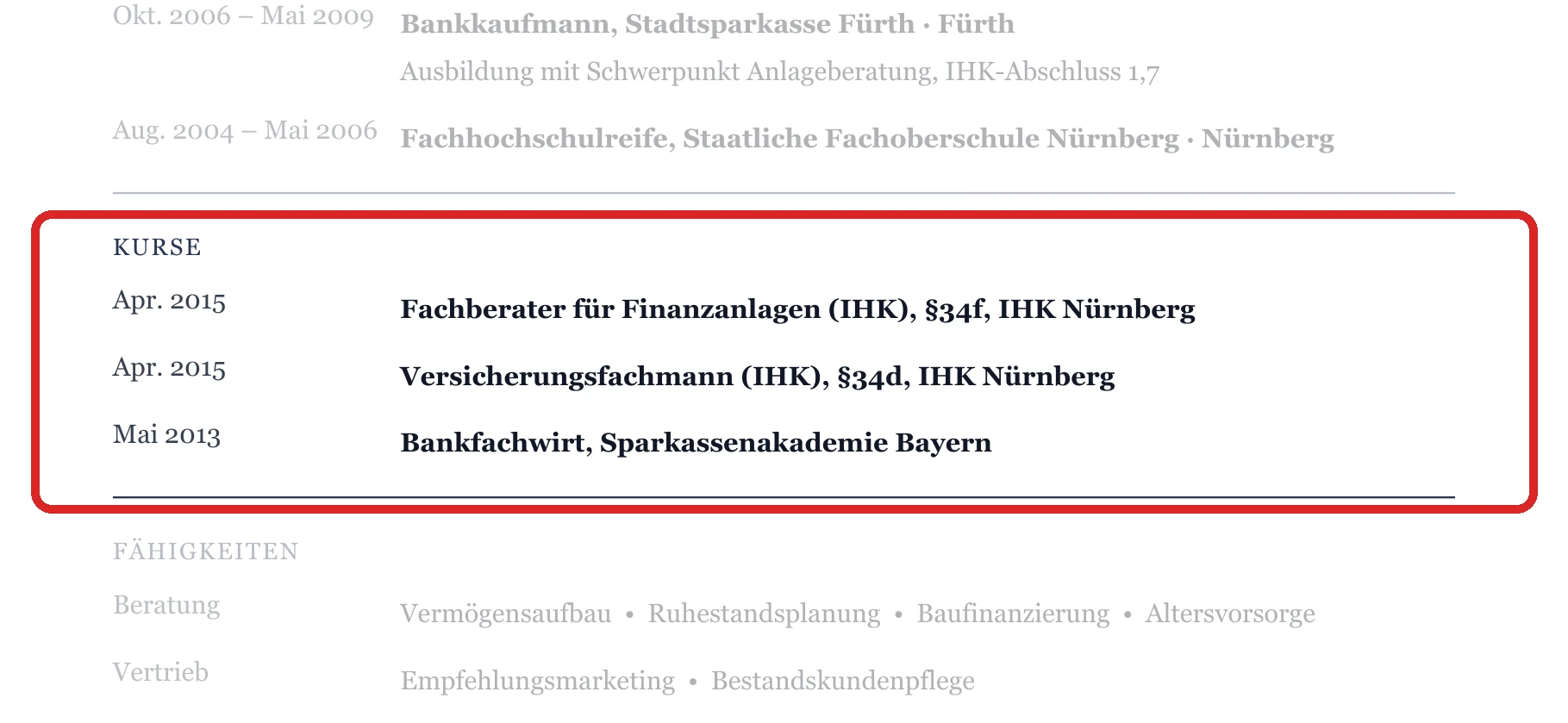 Weiterbildungen im Muster – Finanz- & Vermögensberatung
