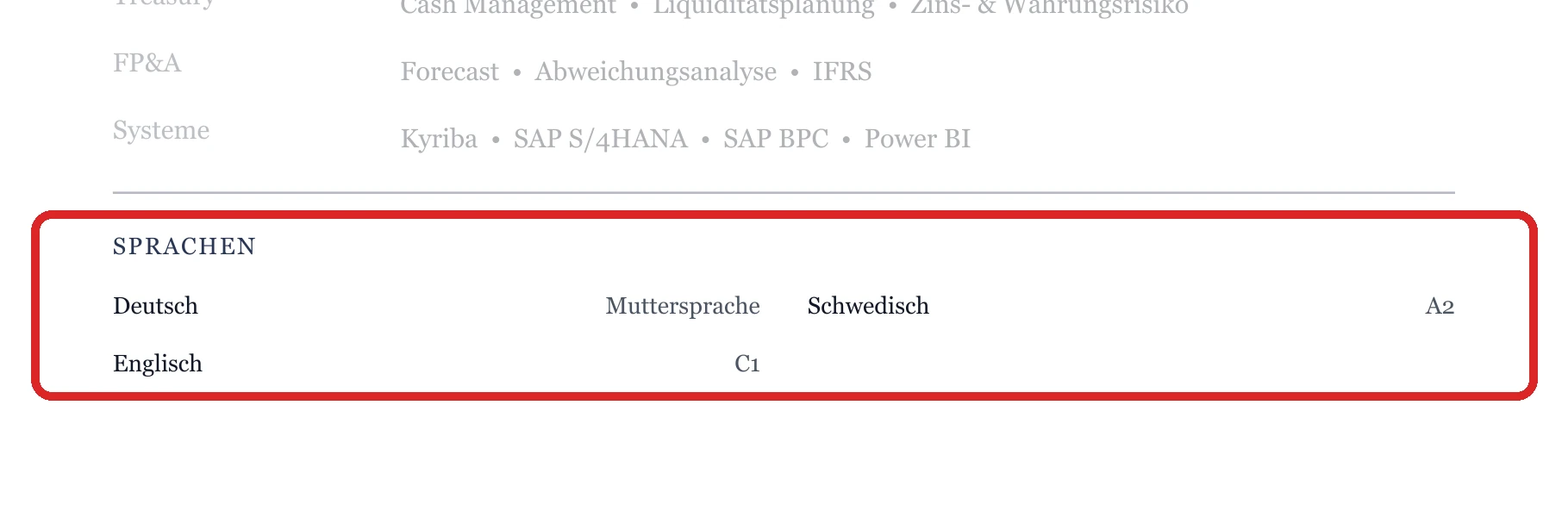 Sprachen im Muster – Finanzabteilung (FP&A, Treasury)