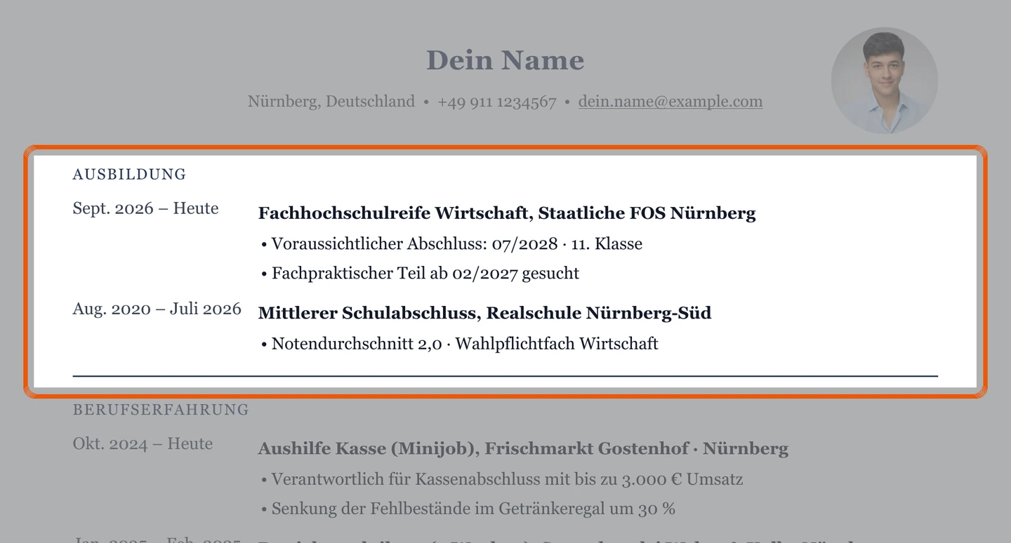 Studium im Muster – Muster Nach der Schule
