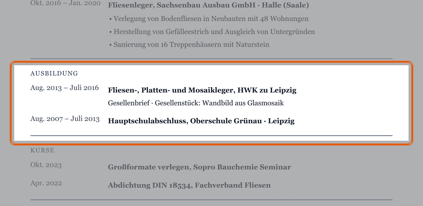 Ausbildung im Muster – Muster Bau- & Ausbauhandwerk