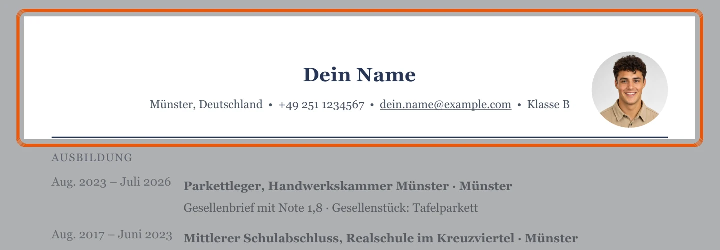 Persönliche Angaben im Muster – Muster Ausbildung & Berufseinstieg