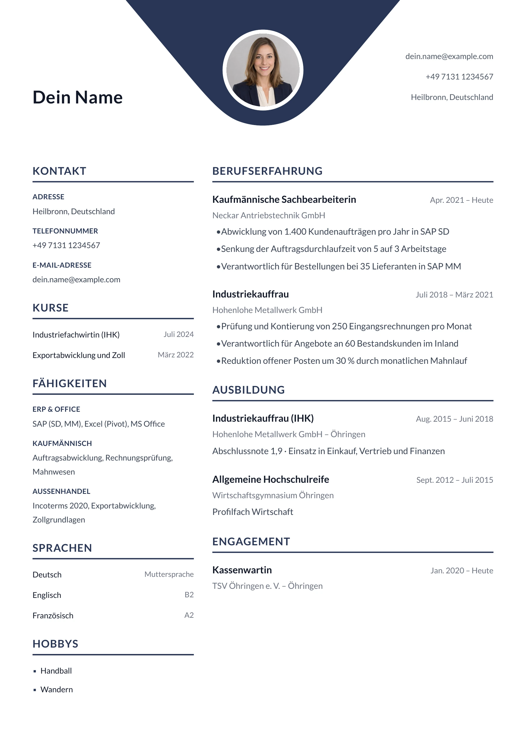 Industriekaufmann/-frau allgemein · Geometrisch zentriert