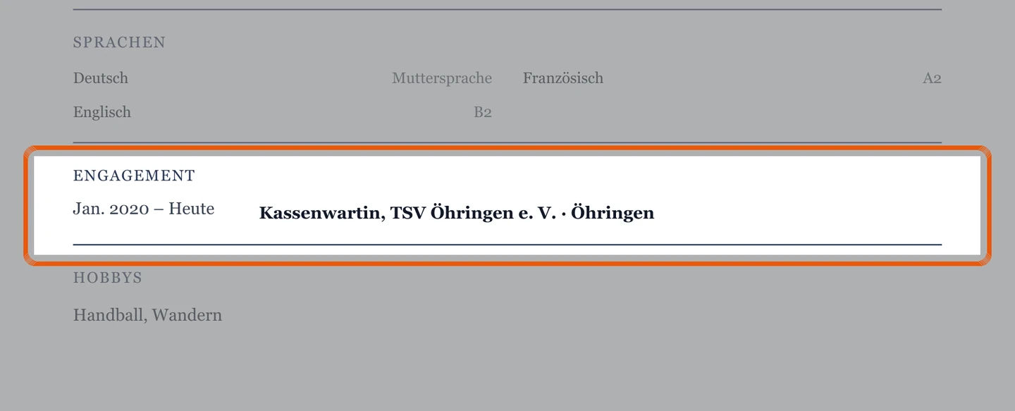 Engagement im Muster – Muster Industriekaufmann/-frau – allgemein