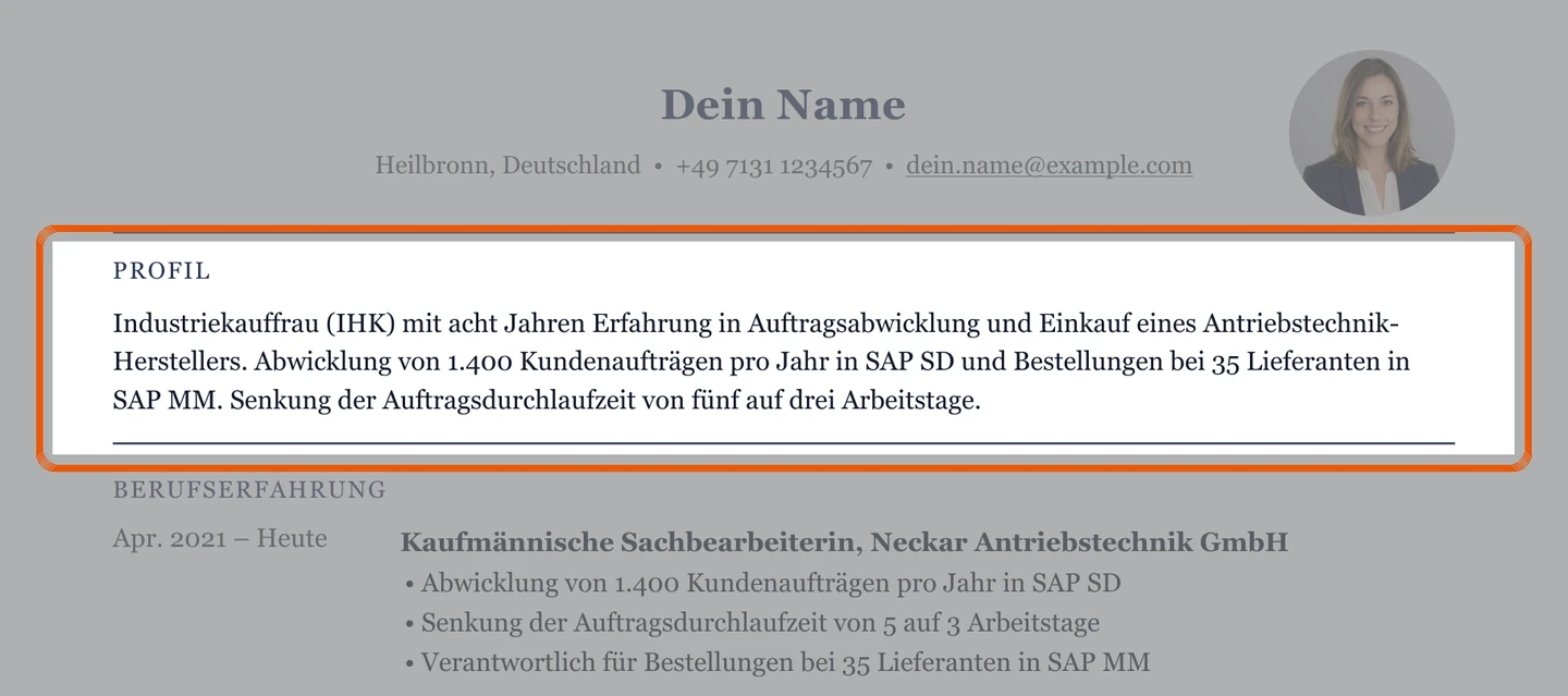 Wo ein Kurzprofil stehen würde