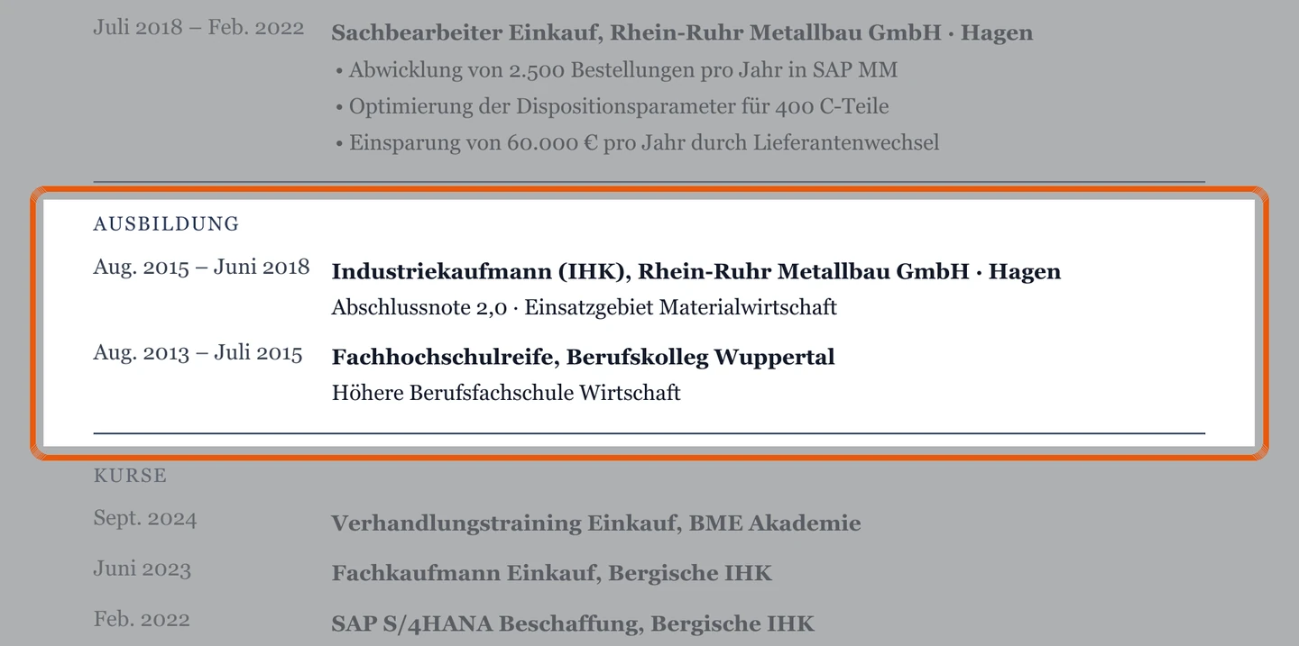 Ausbildung im Muster – Muster Einkauf & Materialwirtschaft