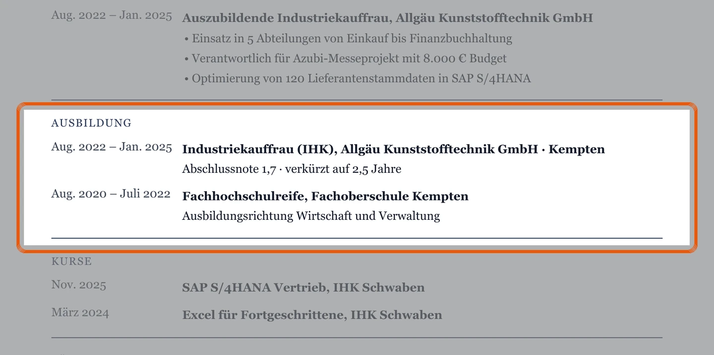 Ausbildung im Muster – Muster Nach der Ausbildung
