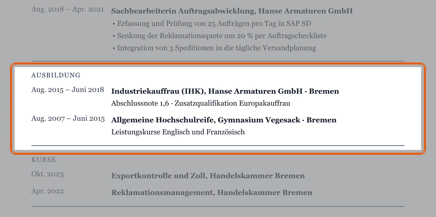 Ausbildung im Muster – Muster Vertriebsinnendienst & Auftragsabwicklung