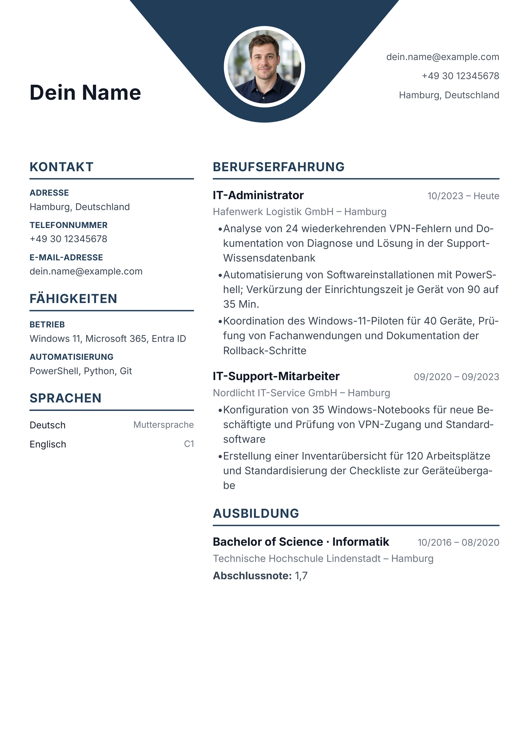 Informatiker / IT – allgemein · Geometrisch zentriert