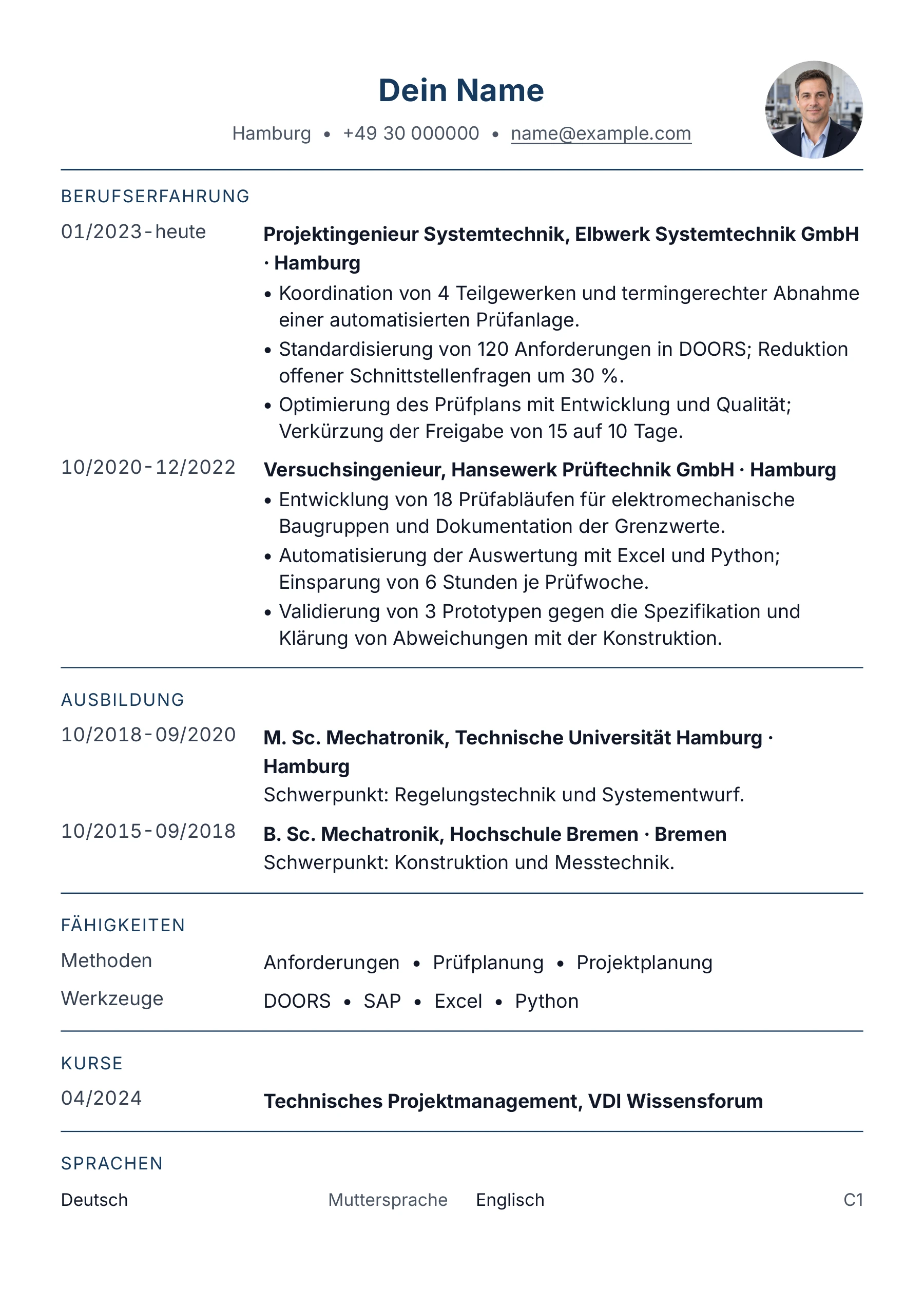 Ingenieur – allgemein · Klassisch