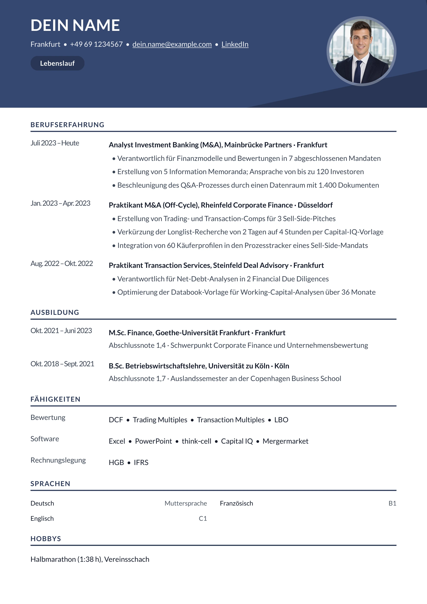 Investment Banking allgemein · Klassisch geometrisch