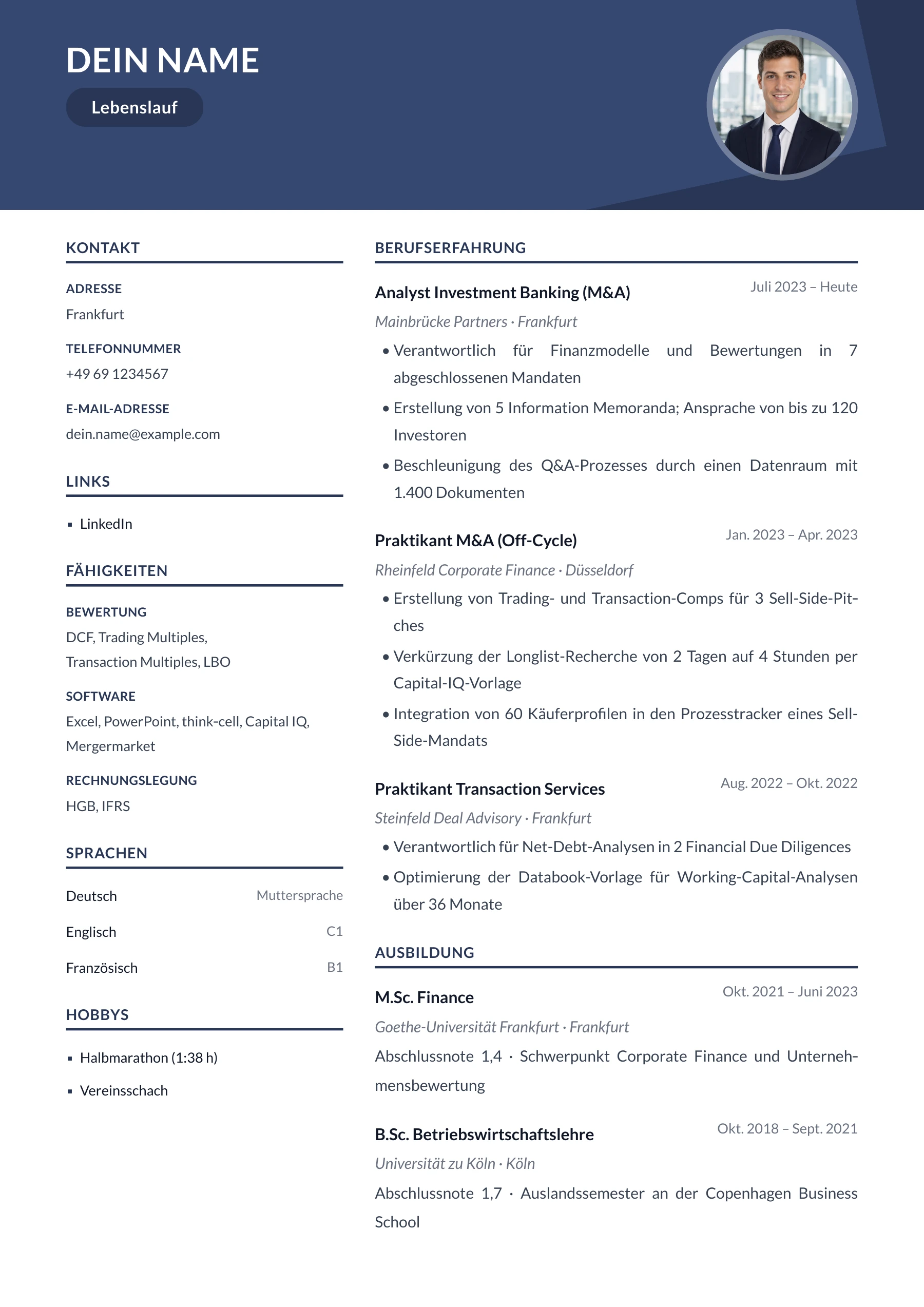 Investment Banking allgemein · Geometrisch