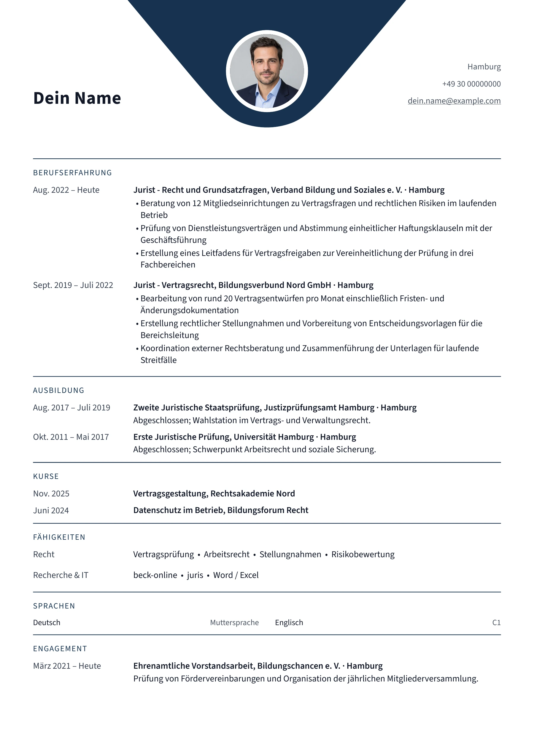 Jurist – allgemein · Klassisch zentriert
