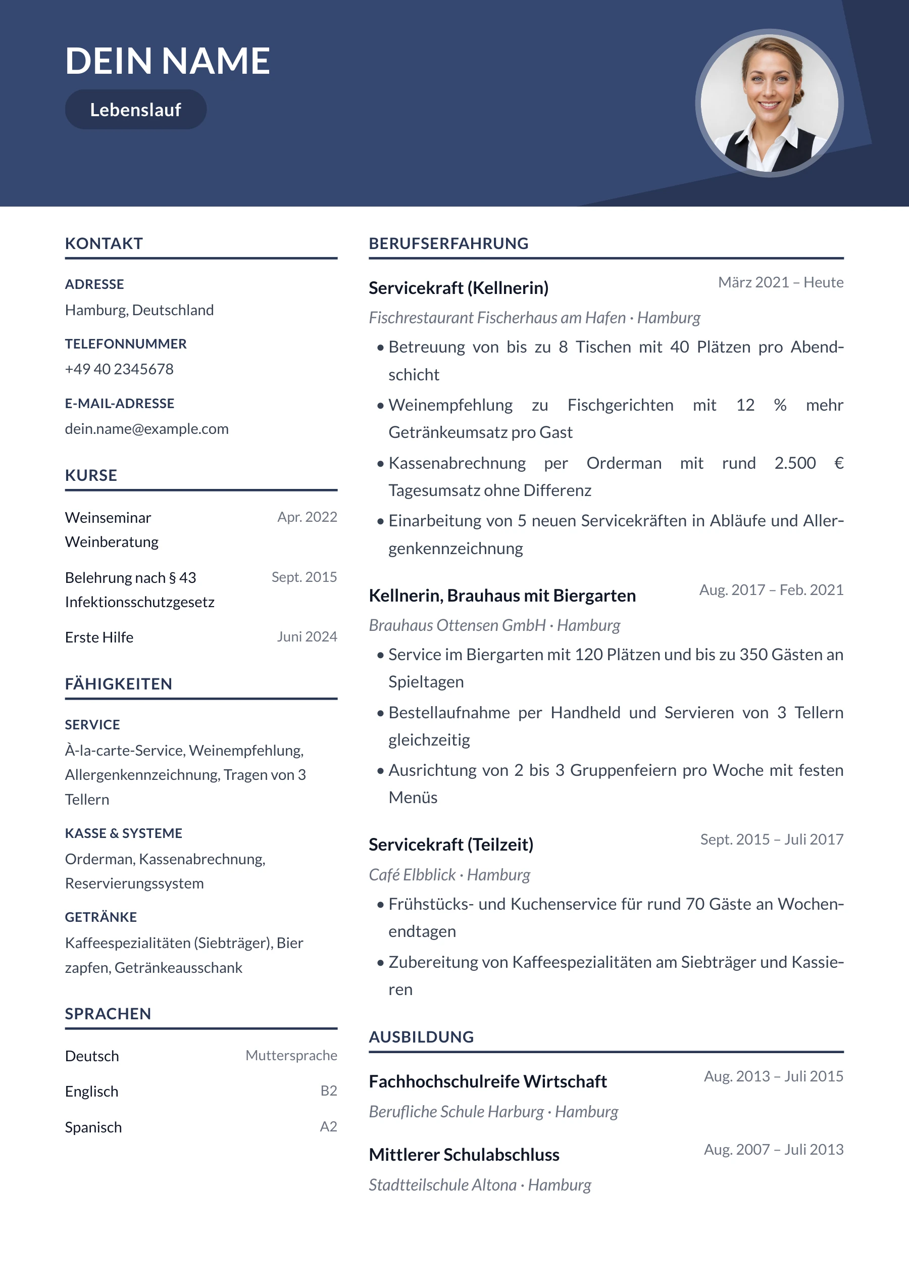 Kellner*in allgemein · Geometrisch