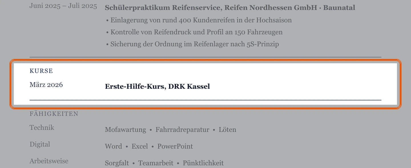 Weiterbildungen im Muster – Muster Bewerbung um einen Ausbildungsplatz