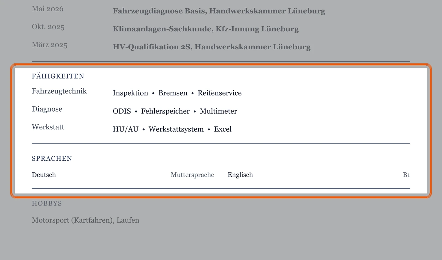 Kenntnisse und Sprachen im Muster – Muster Azubis & Berufseinstieg