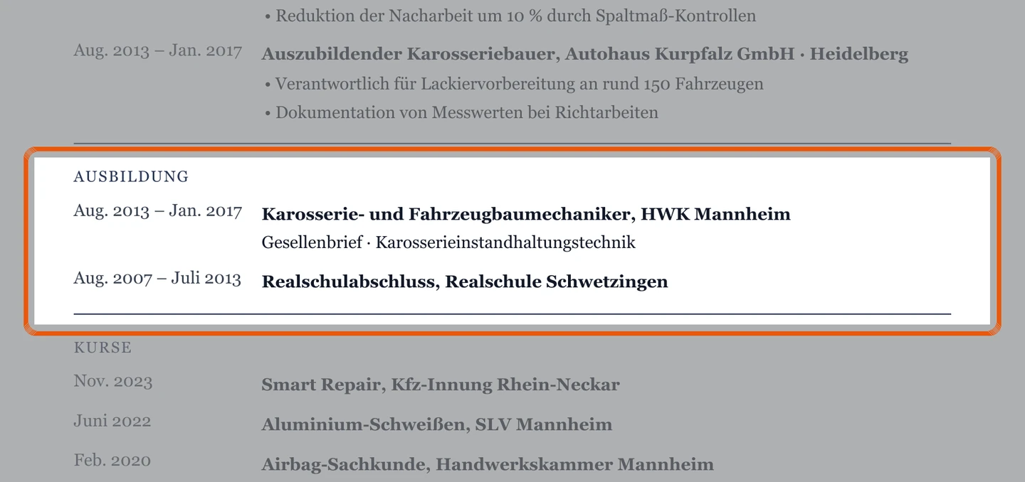 Ausbildung im Muster – Muster Karosserie & Fahrzeugbau